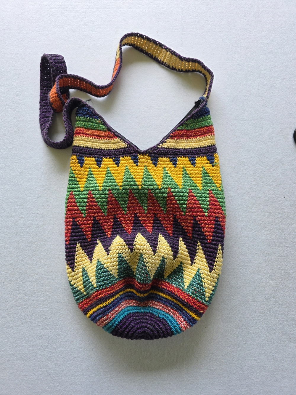 Colorful Zigzag Crochet Shoulder Bag Multicolor